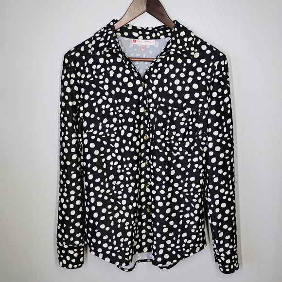 Jude Connally Taylor Shirt Women Small Painted Spot Black Jude Cloth Button Down - Picture 11 of 12